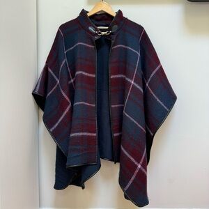 Apt.‎ 9 Plaid Cape Navy Blue and Maroon One Size
